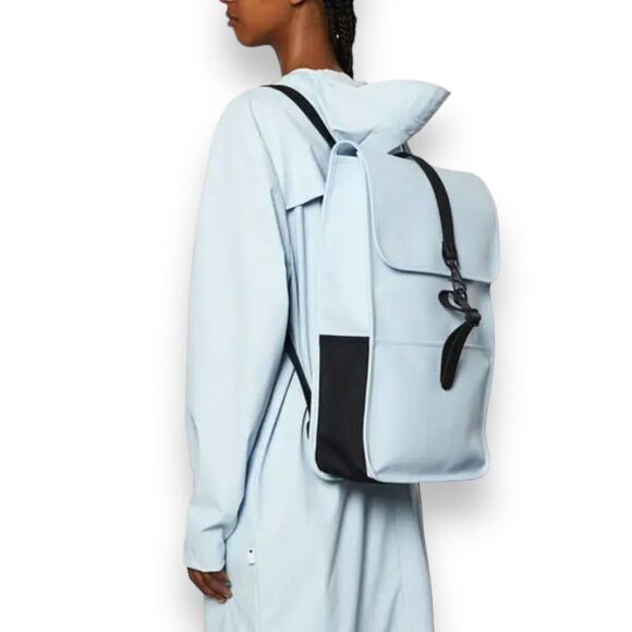 Rains Backpack Light Blue Waterproof Minimalist Urban Commuter Work Bag City - Picture 13 of 13